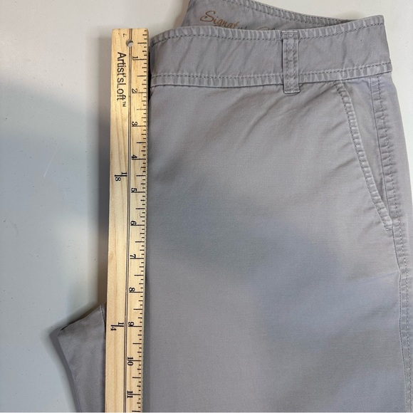 Loft Signature Chino Slacks Sz 4 Wide-Leg Mid Rise Flat Front Pants Office EUC - Picture 9 of 11